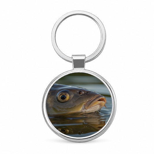 Carp Fishing Freshwater Wildlife Round Metal Keychain