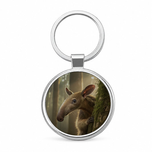 Curious Anteater Nature Photo Round Metal Keychain