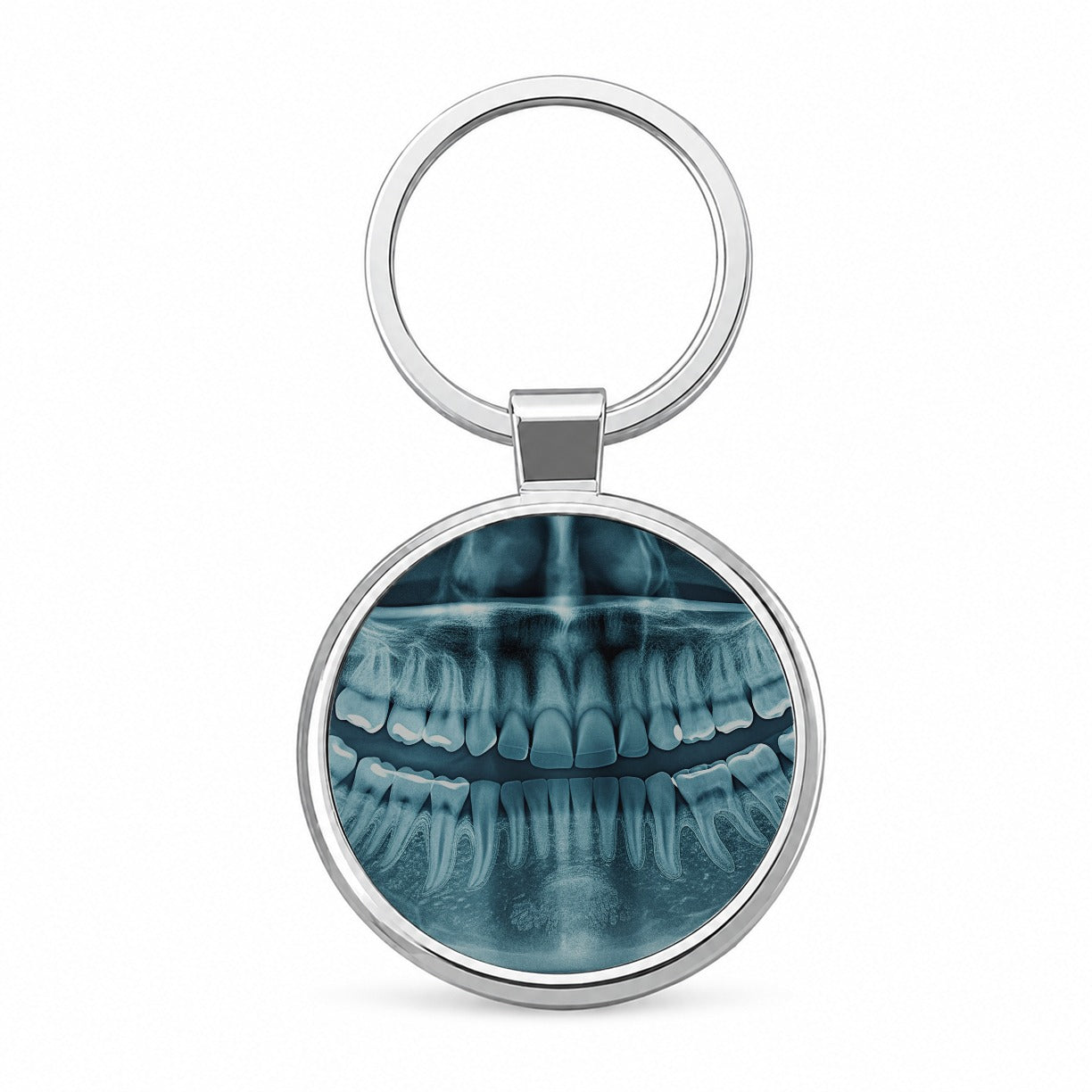 Dental X-Ray Mouth Teeth Dentist Round Metal Keychain