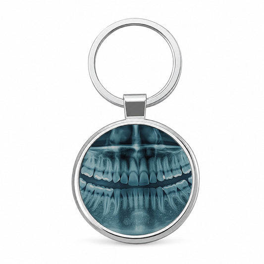 Dental X-Ray Mouth Teeth Dentist Round Metal Keychain