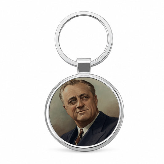 Franklin D Roosevelt President Round Metal Keychain