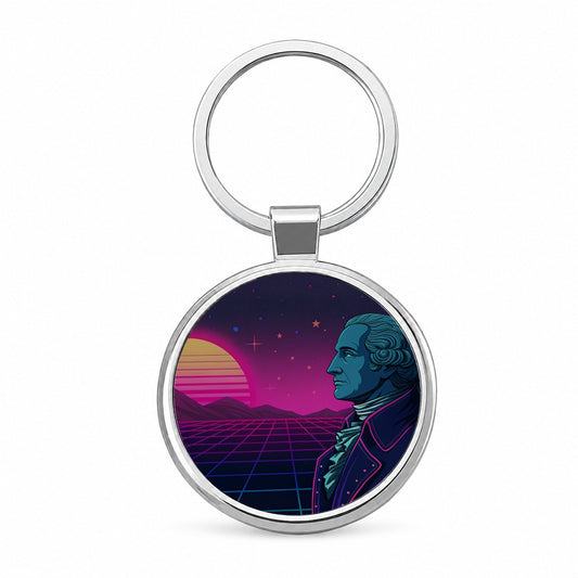 George Washington Cyberpunk Style Round Metal Keychain
