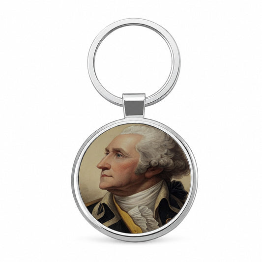 George Washington First President Round Metal Keychain