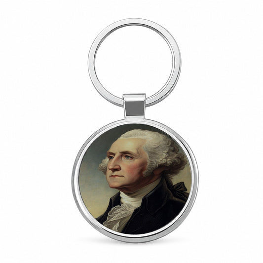 George Washington Founding Father Round Metal Keychain
