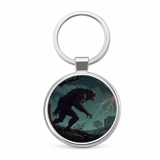 Gothic Horror Monster Halloween Round Metal Keychain