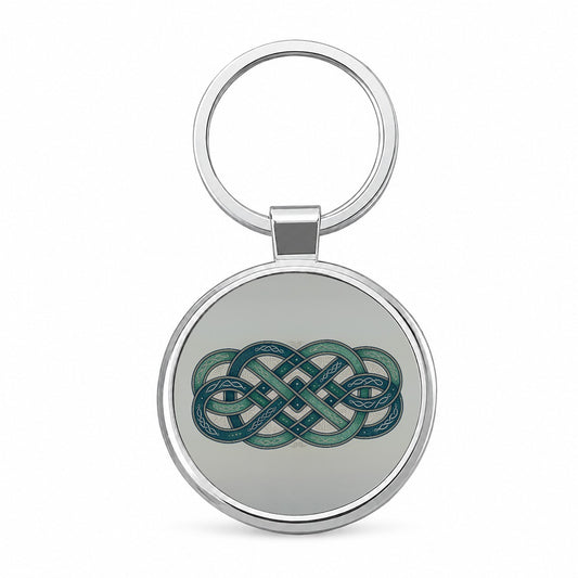 Irish Celtic Intricate Knot Round Metal Keychain
