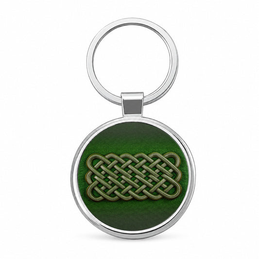 Irish Celtic Knot Green Round Metal Keychain
