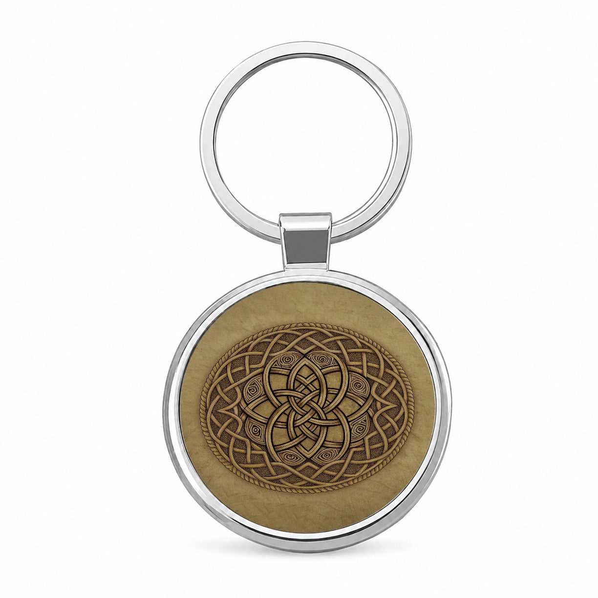 Irish Celtic Knot Mandala Round Metal Keychain