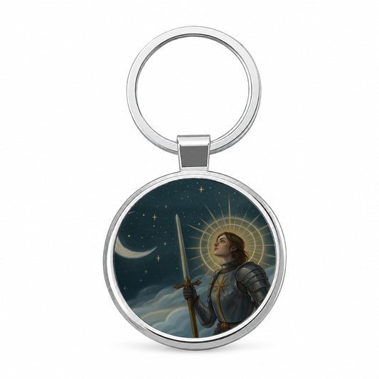 Joan of Arc Medieval Warrior Round Metal Keychain