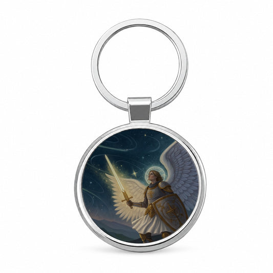 Joan of Arc Warrior Saint Round Metal Keychain