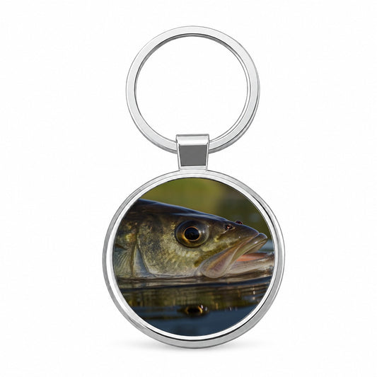 Largemouth Bass Fishing Wildlife Round Metal Keychain