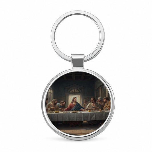 Last Supper Da Vinci Inspired Round Metal Keychain