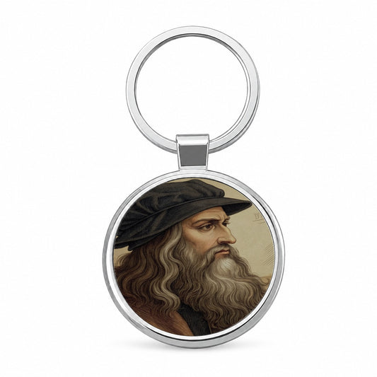 Leonardo da Vinci Inventor Round Metal Keychain