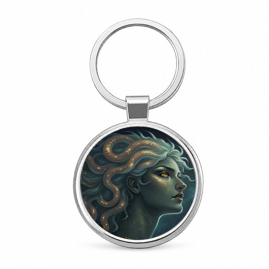 Medusa Greek Mythology Round Metal Keychain