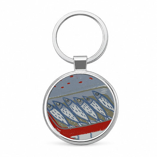 Sardines Fish In Tin Round Metal Keychain