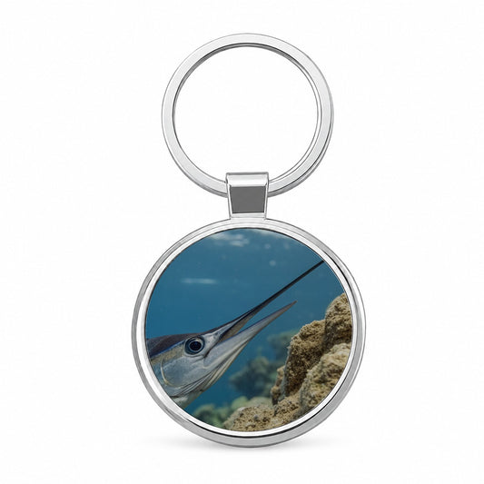 Swordfish Deep Sea Reef Round Metal Keychain