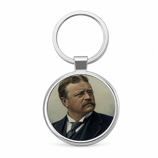 Theodore Roosevelt American President Round Metal Keychain