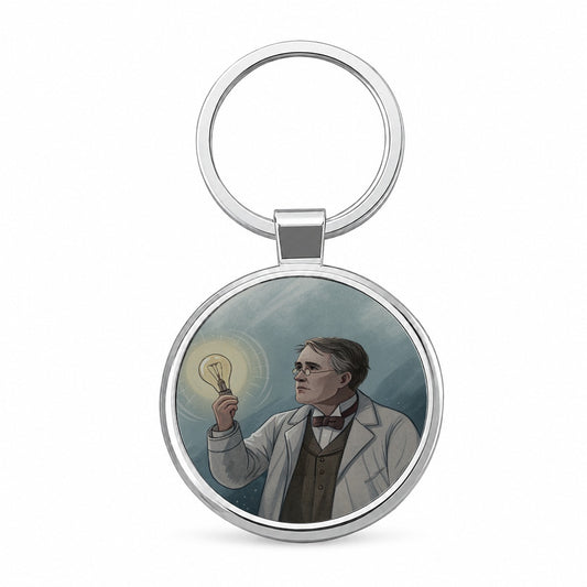 Thomas Edison American Inventor Round Metal Keychain