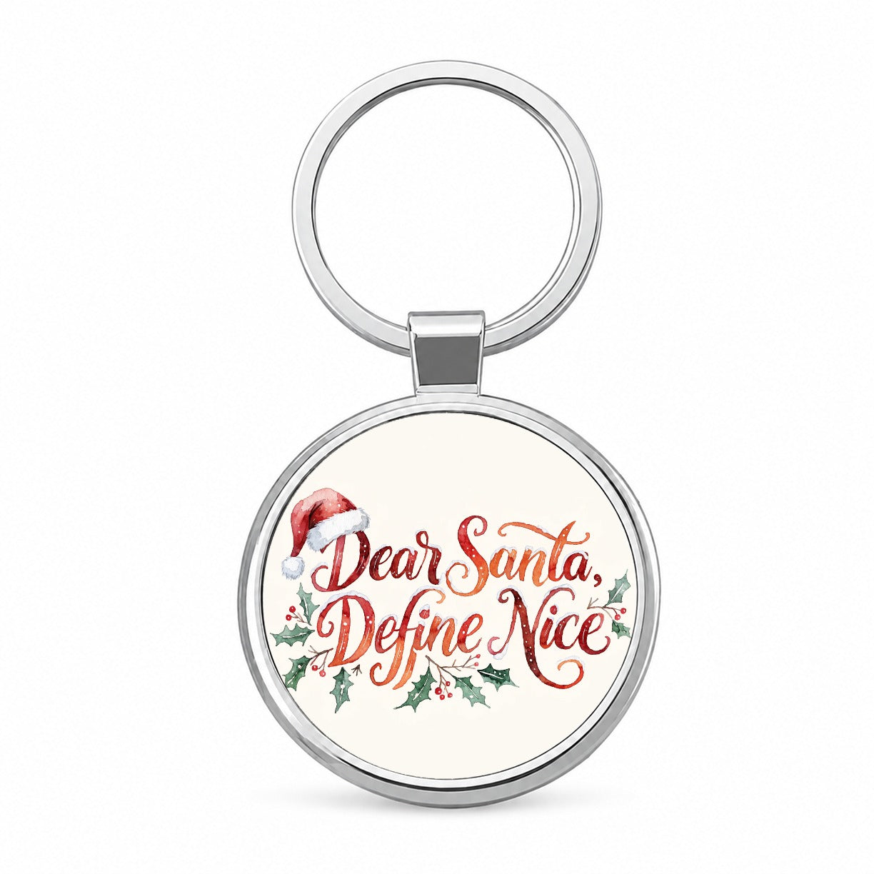 Dear Santa Define Nice Christmas Funny Round Metal Keychain