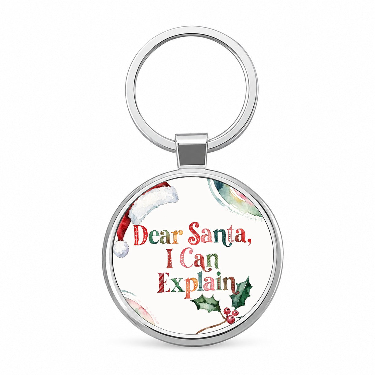 Dear Santa I Can Explain Christmas Funny Round Metal Keychain