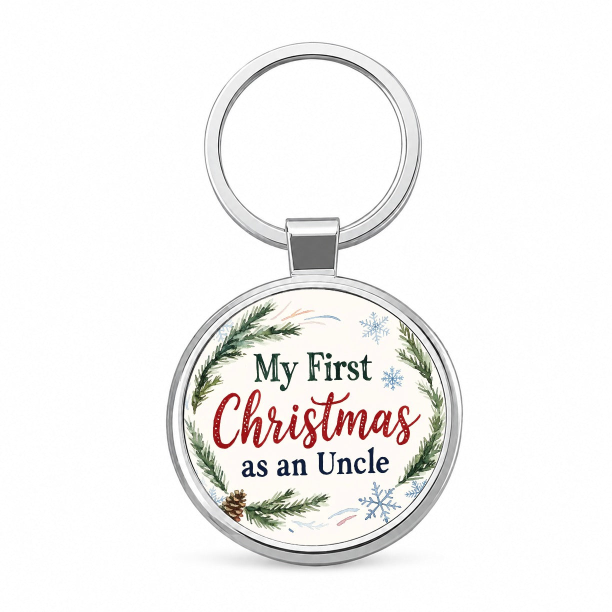 First Christmas Uncle Round Metal Keychain
