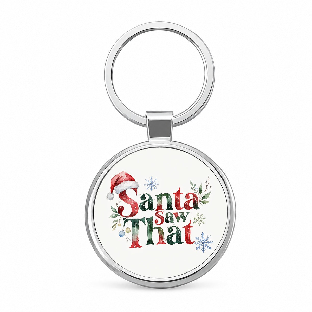 Santa Saw That Christmas Funny Round Metal Keychain