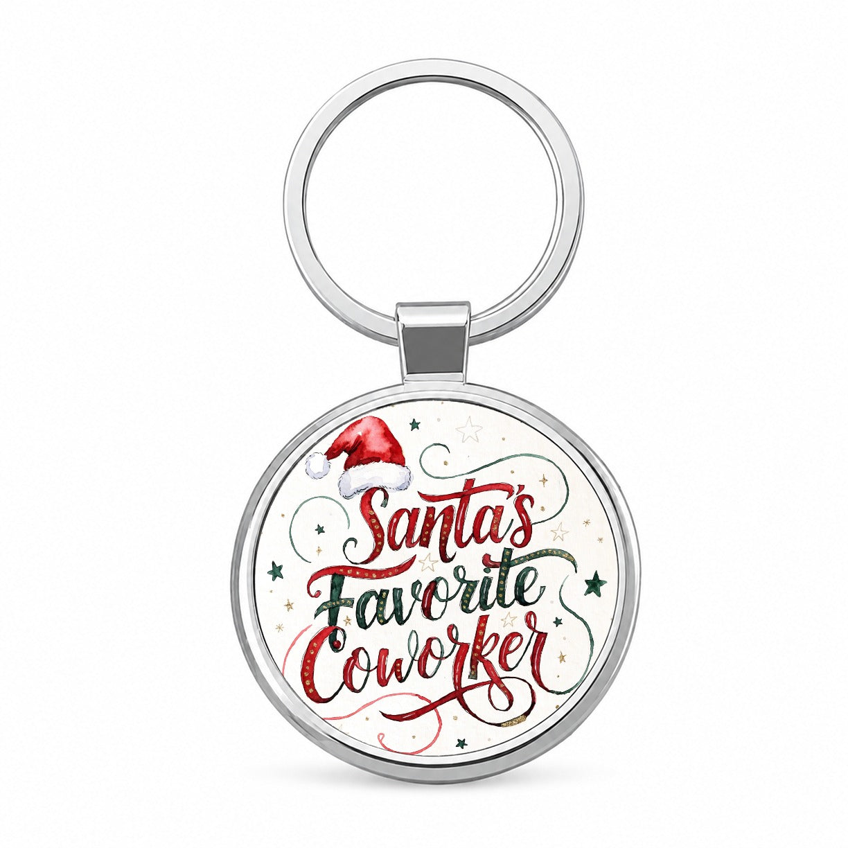 Santa's Favorite Coworker Christmas Round Metal Keychain