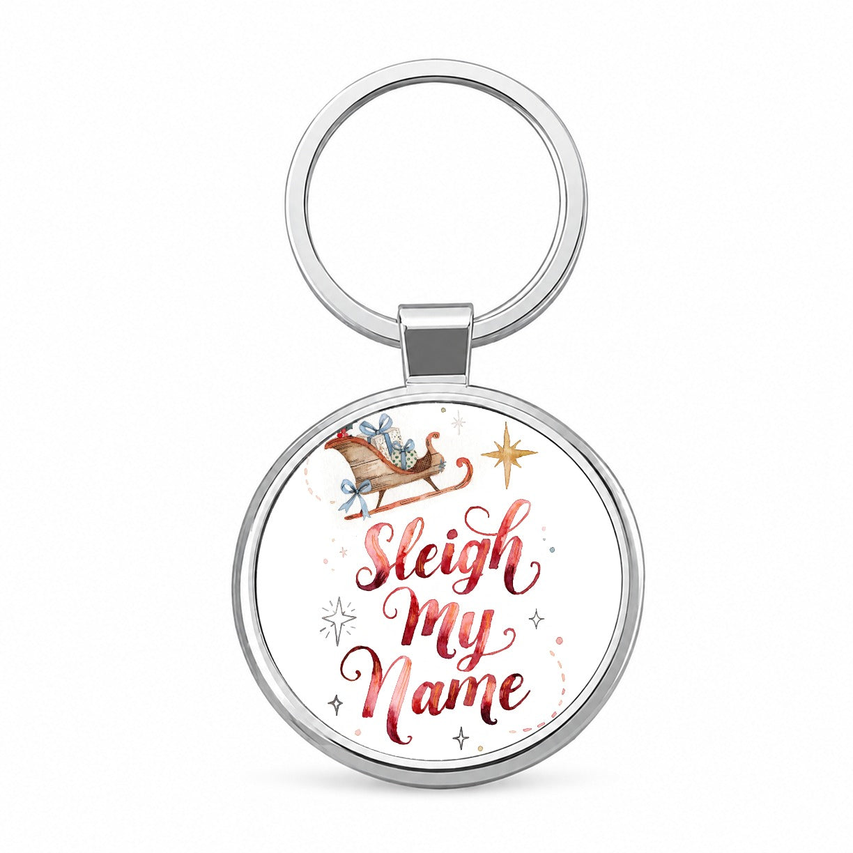 Sleigh Say My Name Christmas Round Metal Keychain