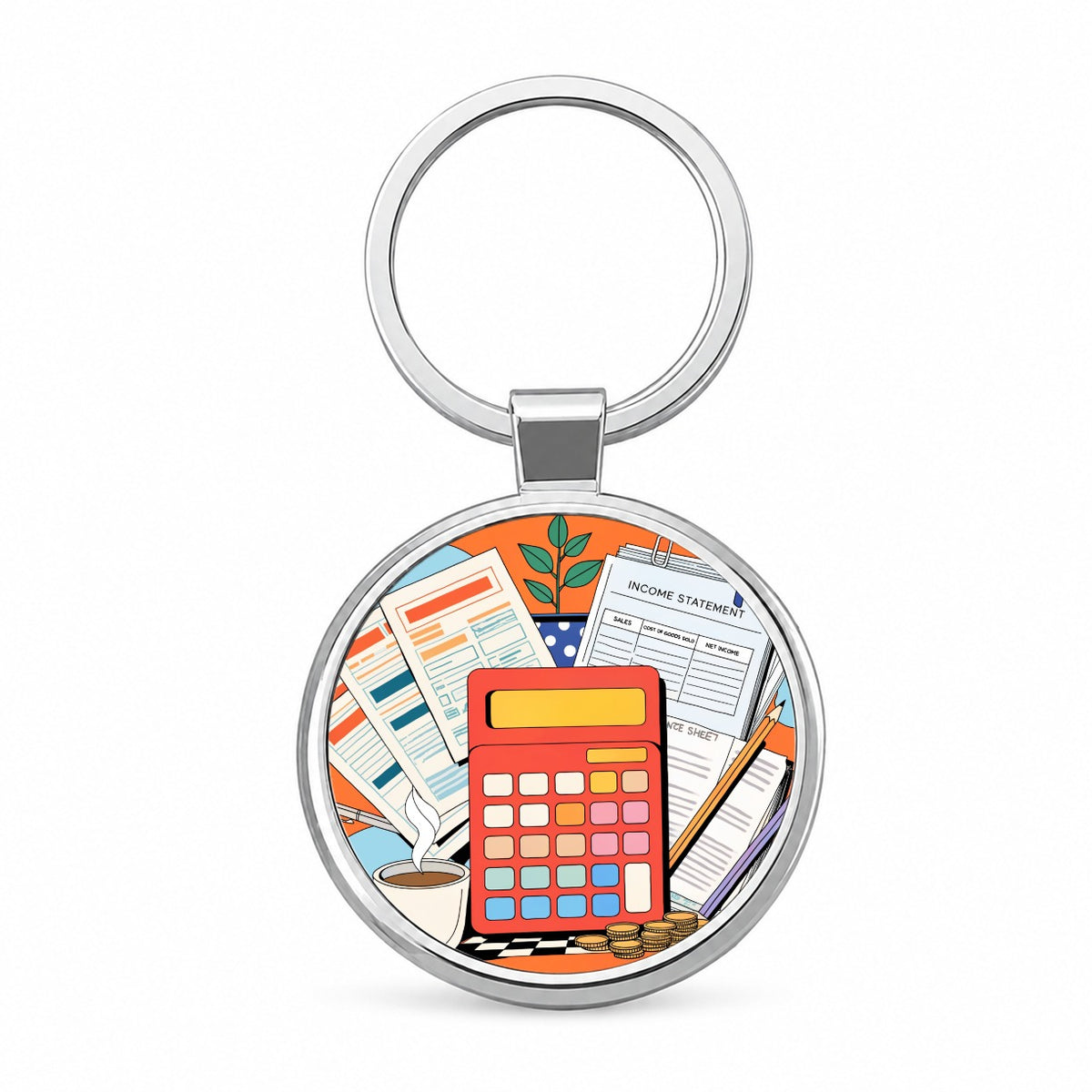 Accountant Bookkeeper Round Metal Keychain