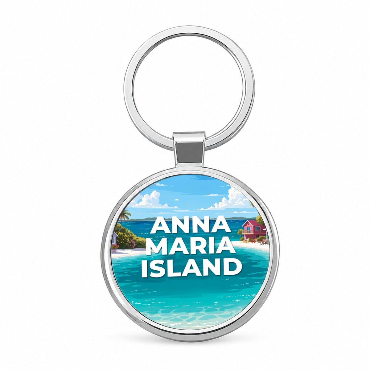 Anna Maria Island Florida Travel Round Metal Keychain