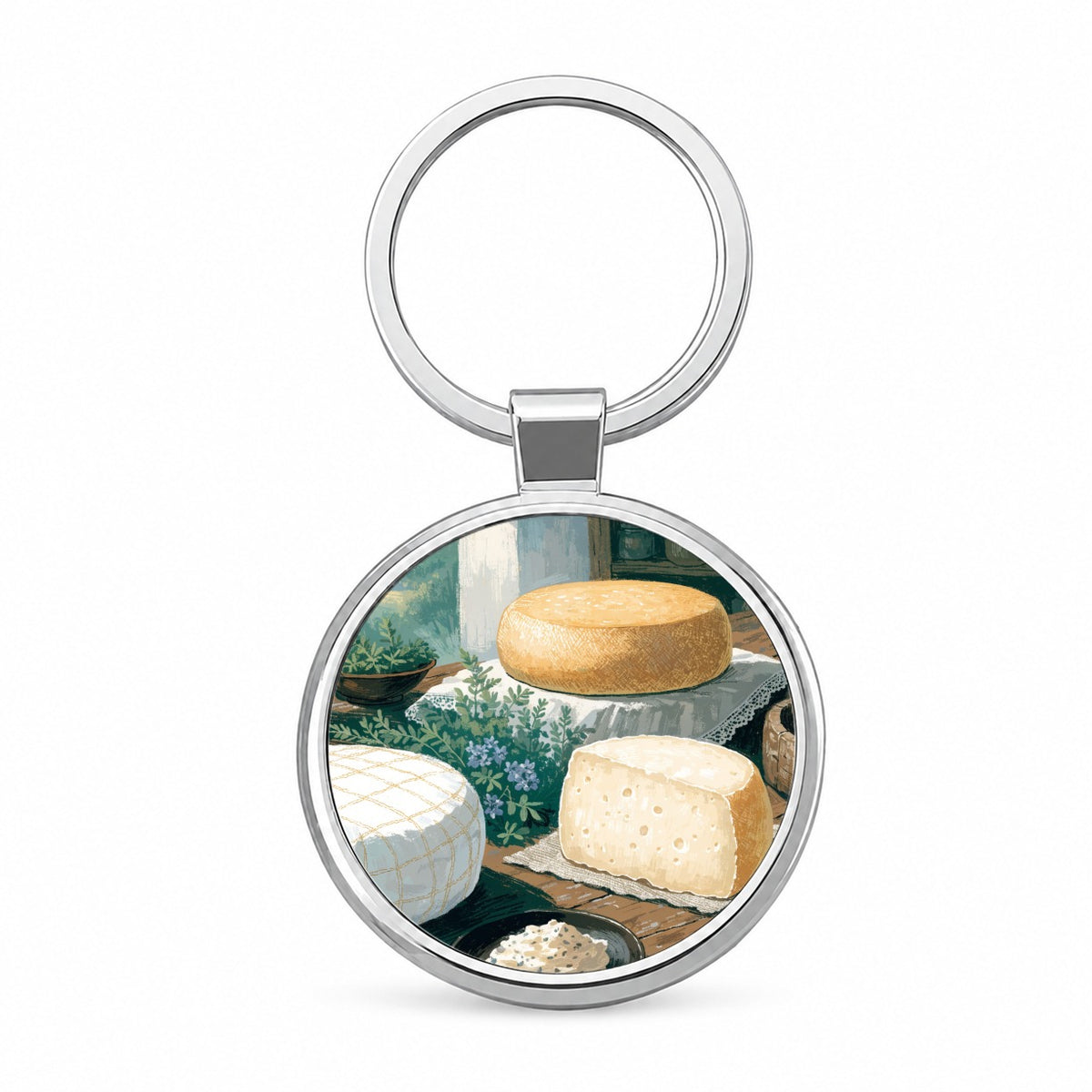 Artisan Cheesemaking Round Metal Keychain