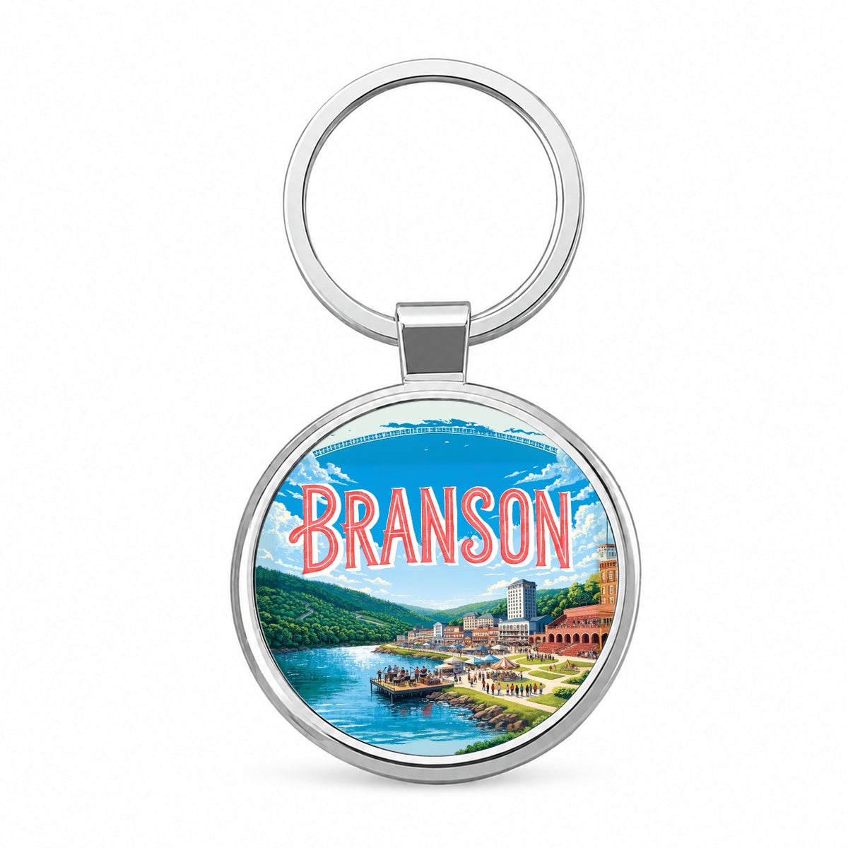 Branson Missouri Travel Round Metal Keychain