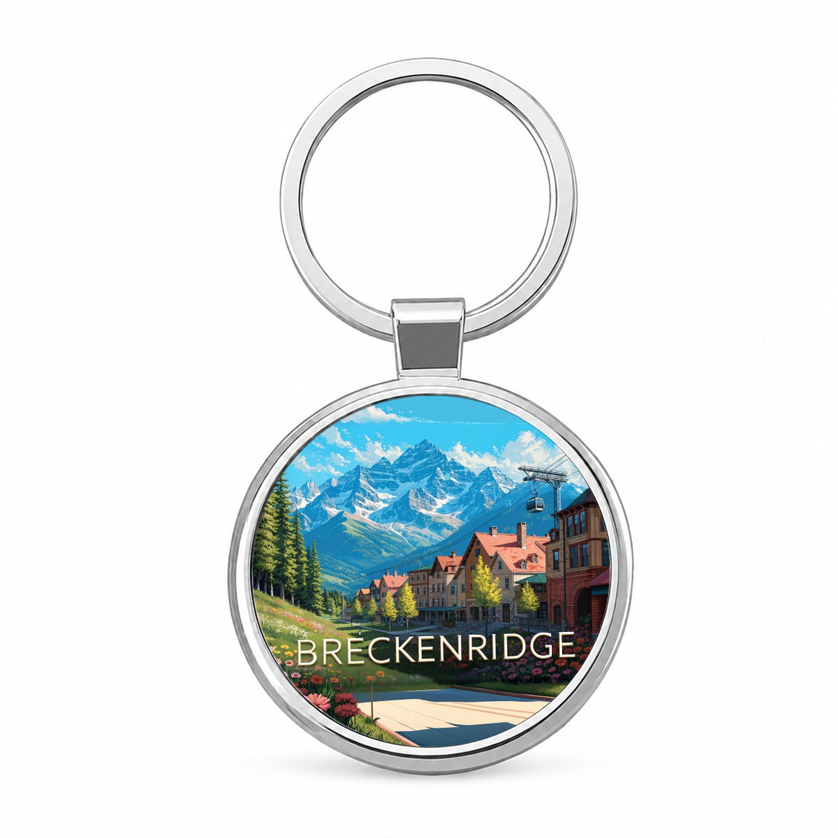 Breckenridge Colorado Travel Round Metal Keychain
