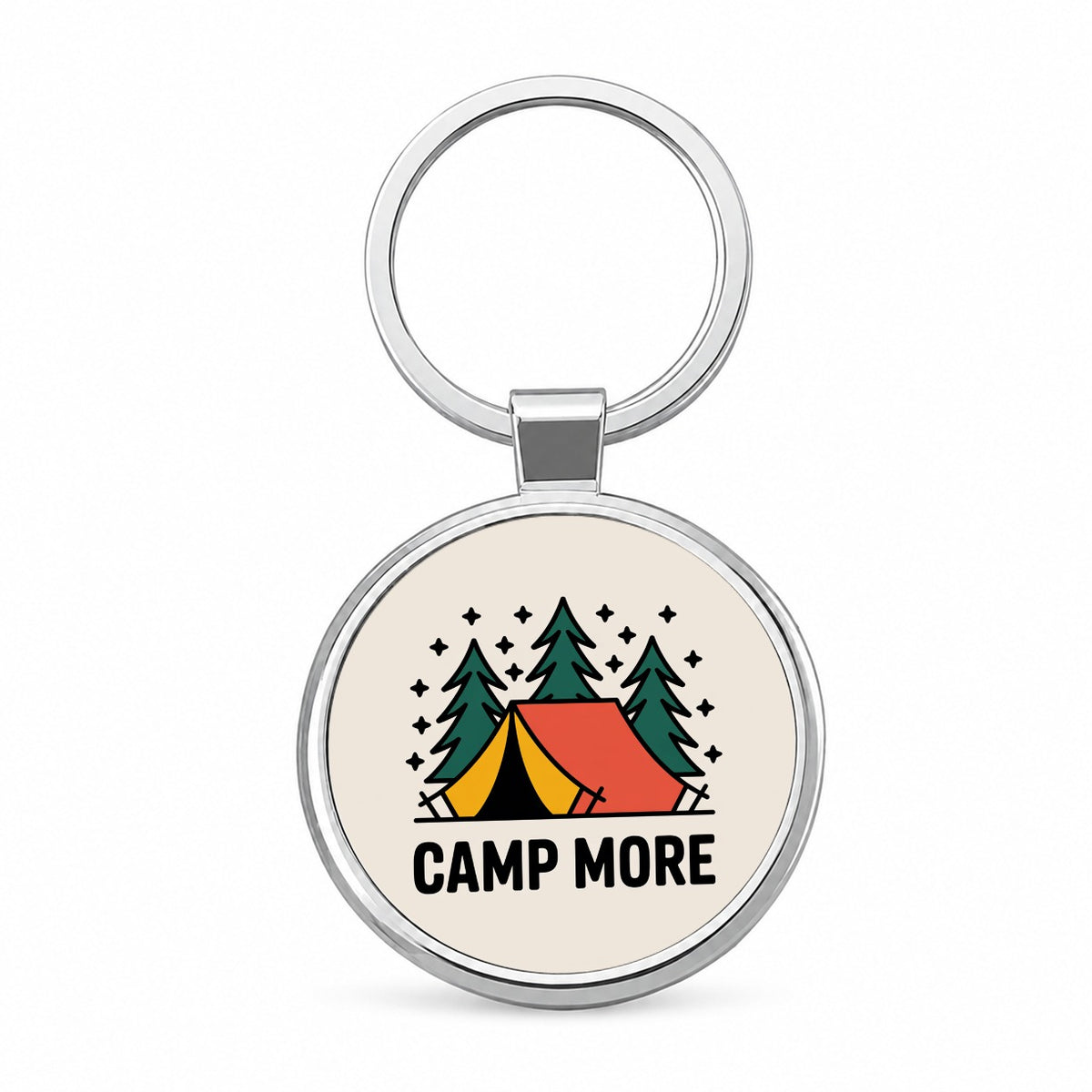 Camp More Camping Colorful Tent Round Metal Keychain