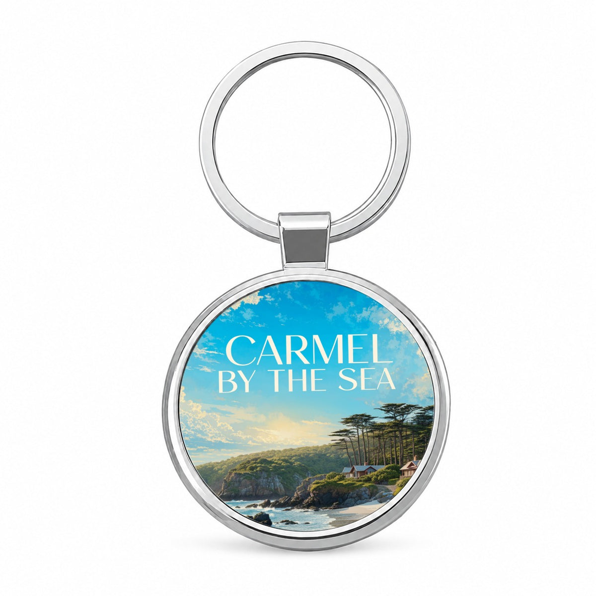 Carmel by the Sea California Travel Round Metal Keychain