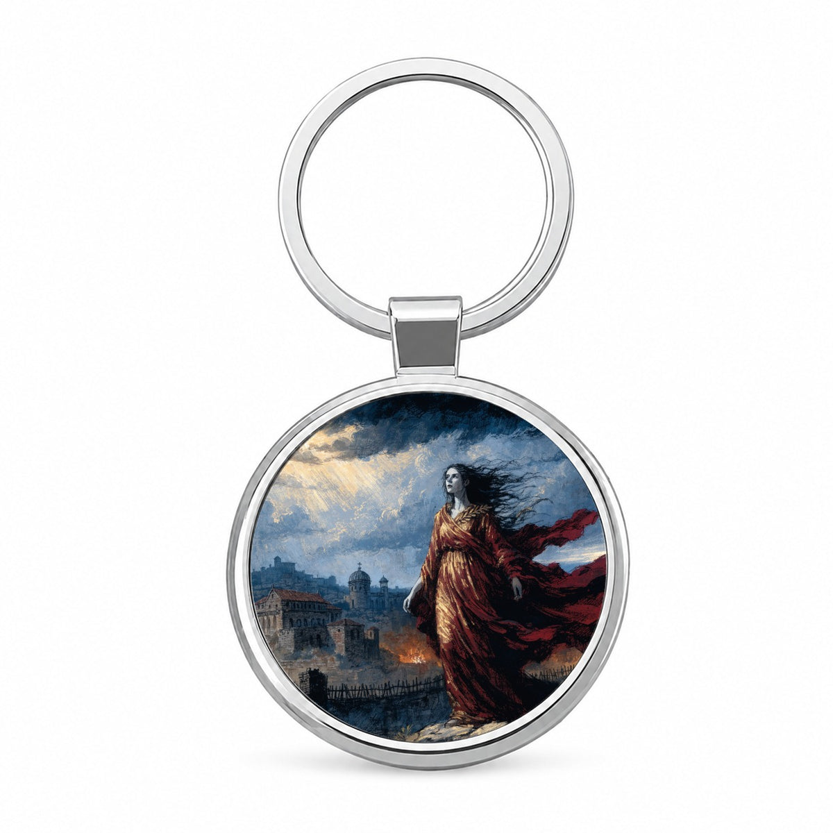 Cassandra Trojan Prophetess Round Metal Keychain