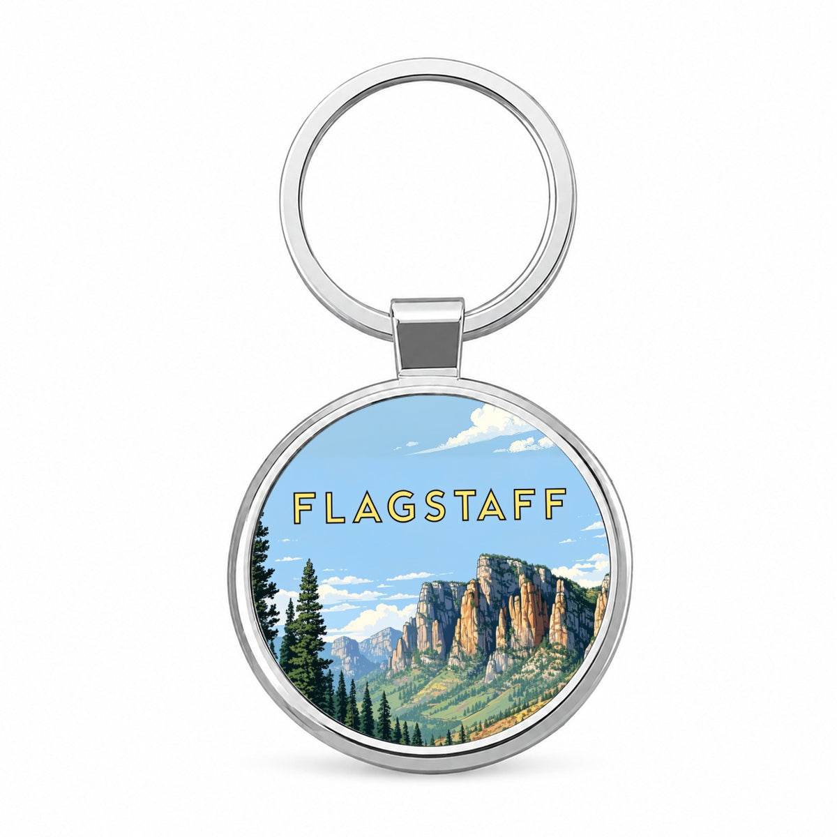 Flagstaff Arizona Travel Round Metal Keychain