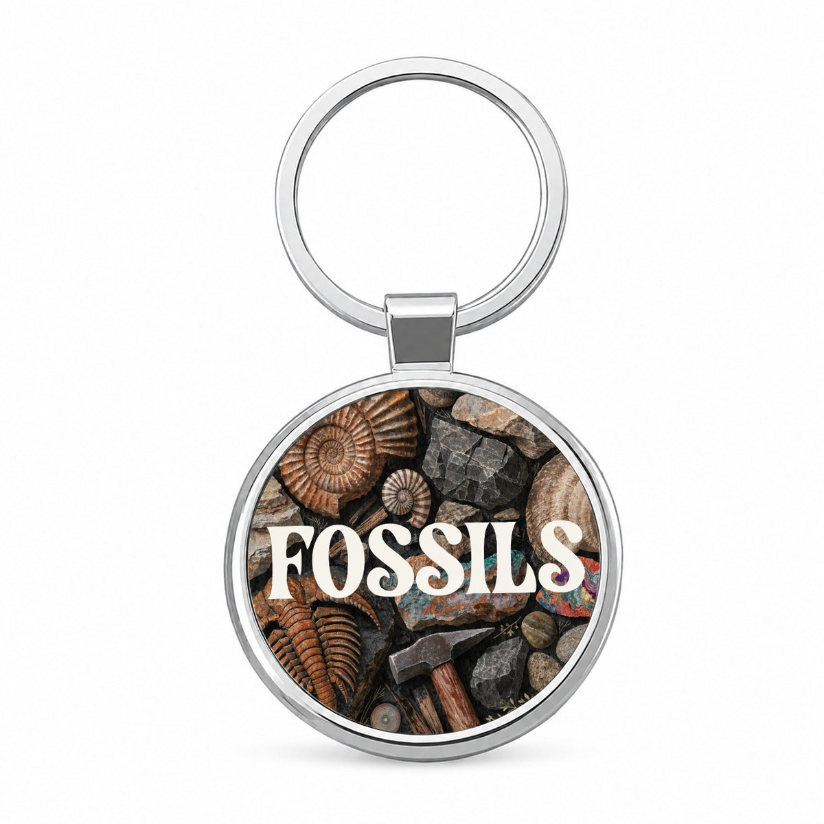 Fossils Enthusiast Geology Round Metal Keychain