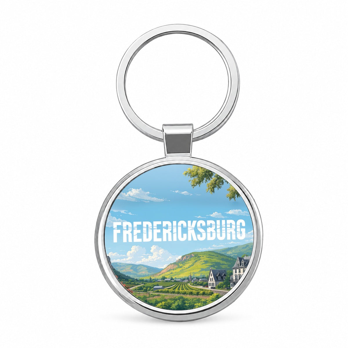 Fredericksburg Texas Travel Round Metal Keychain