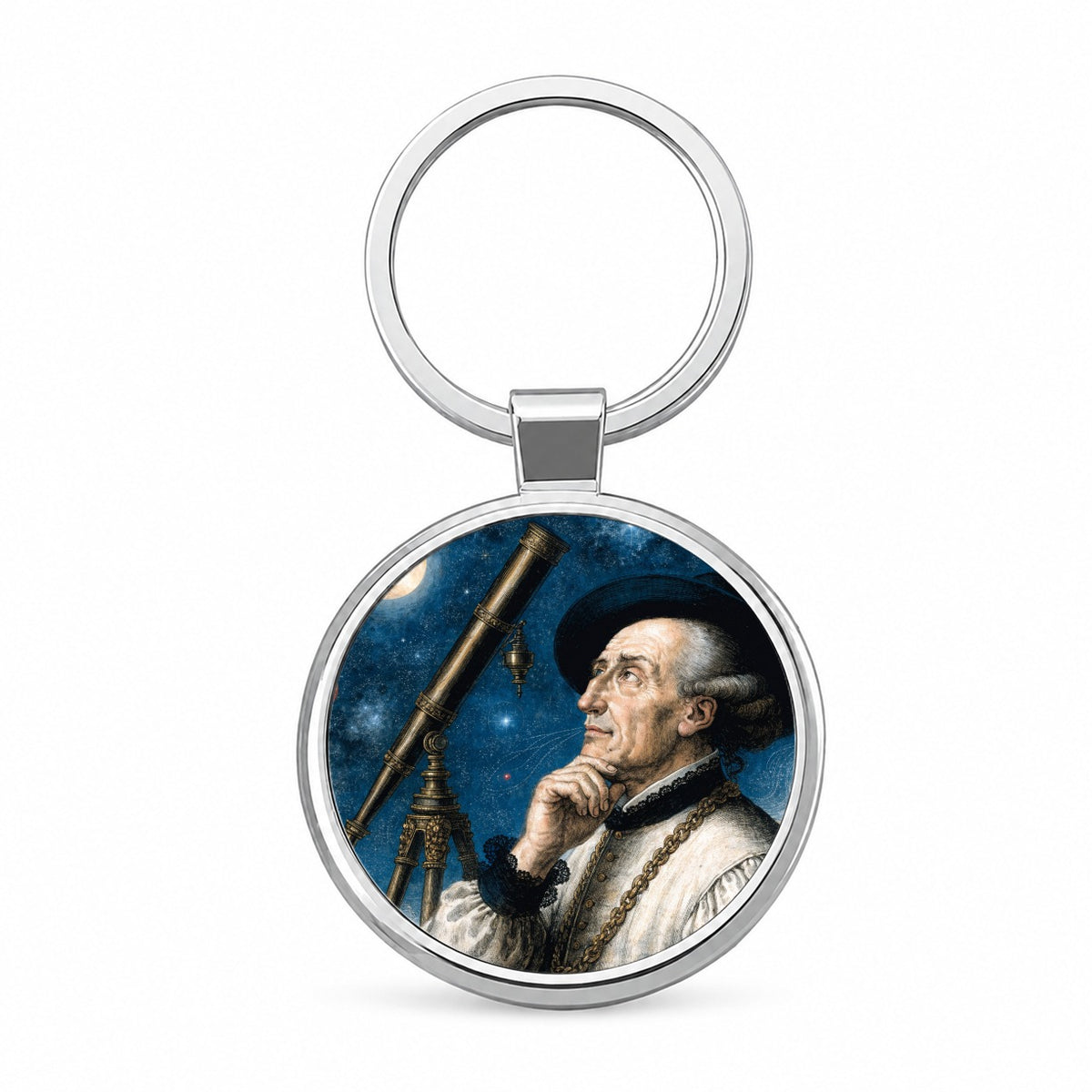 Galileo Galilei Astronomer Round Metal Keychain