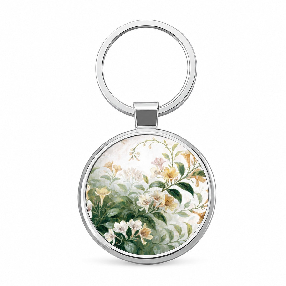 Honeysuckle Flowers Flowering Vine Round Metal Keychain