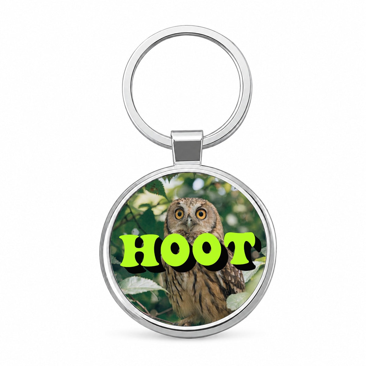 Hoot Owl Funny Round Metal Keychain