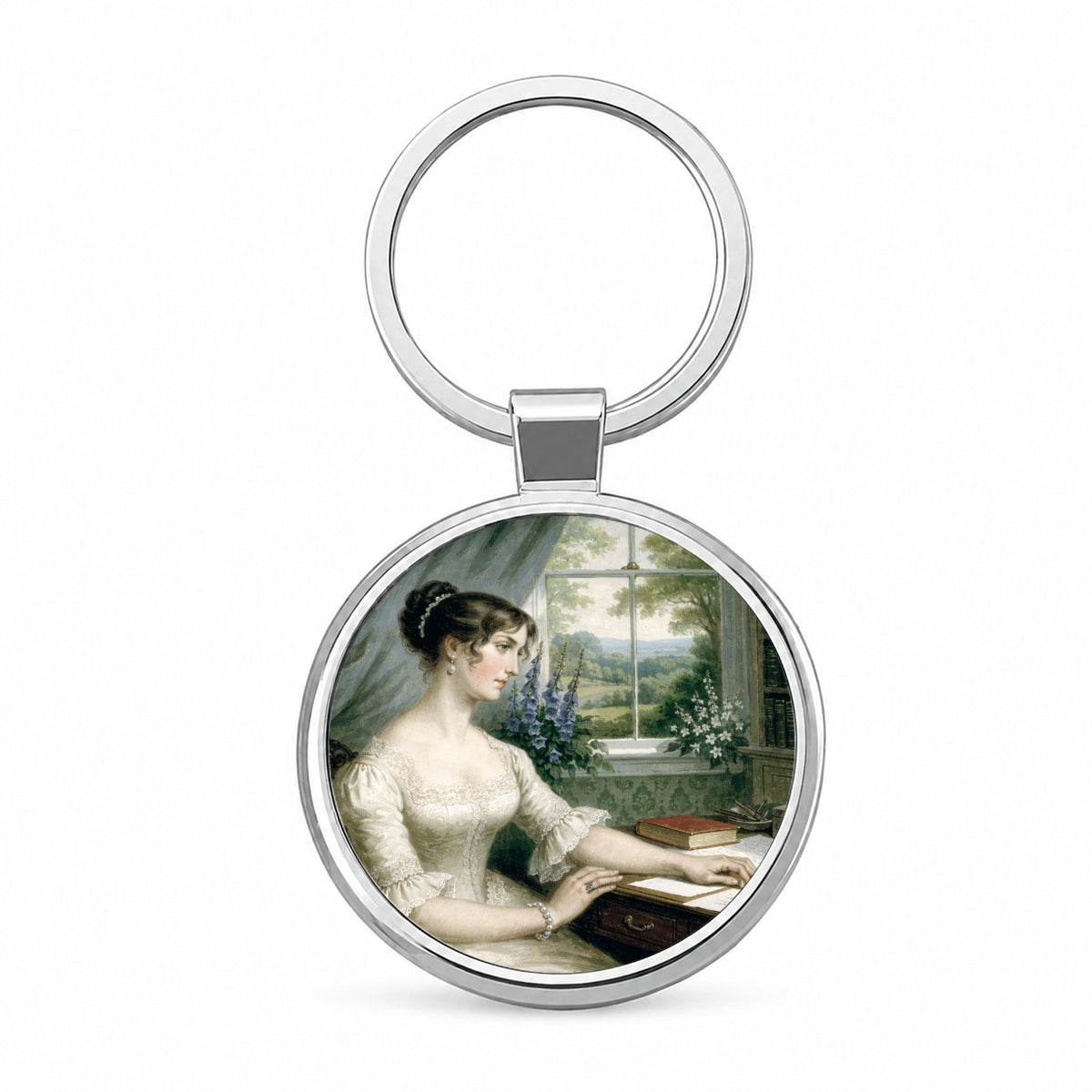 Jane Austen Author Round Metal Keychain