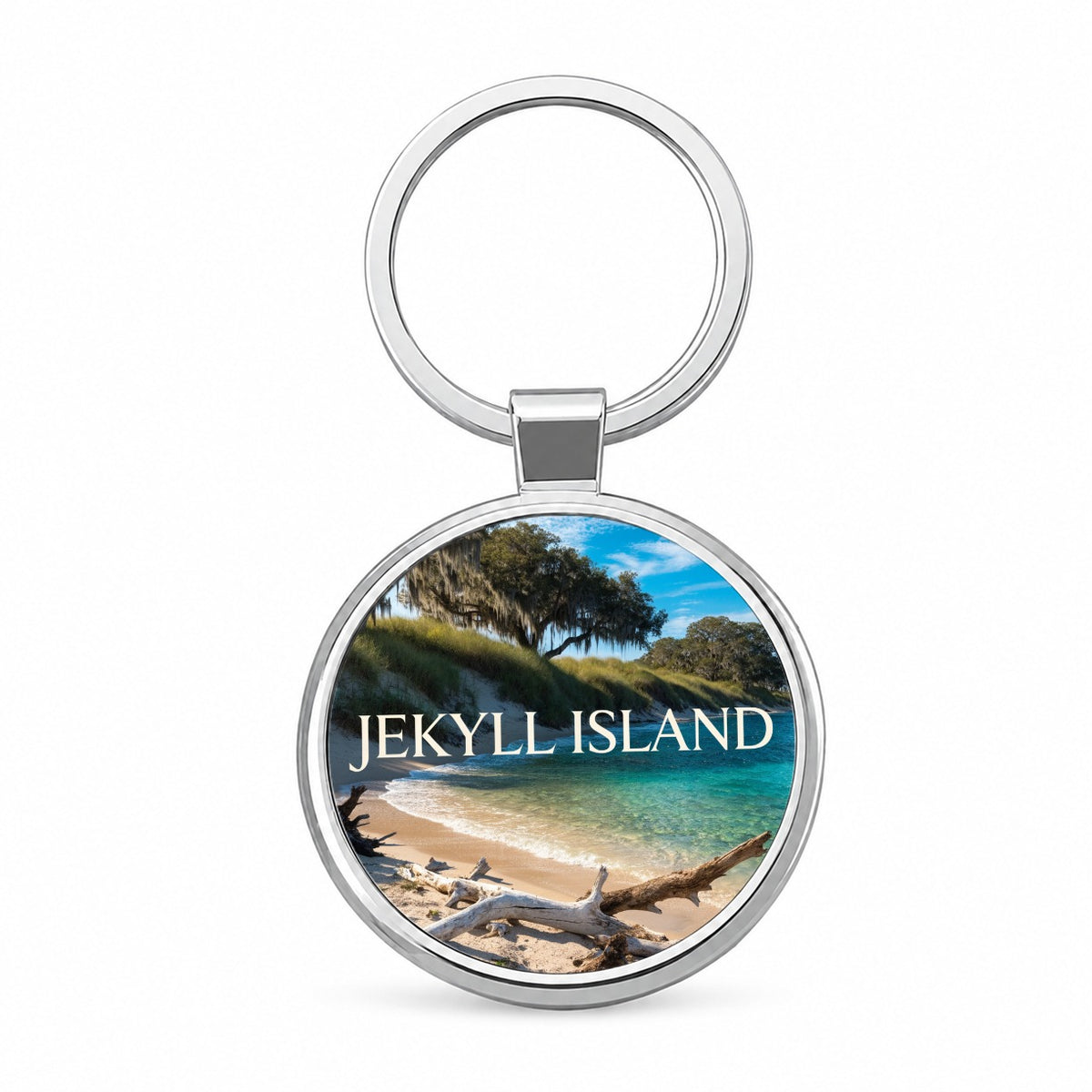 Jekyll Island Georgia Travel Round Metal Keychain