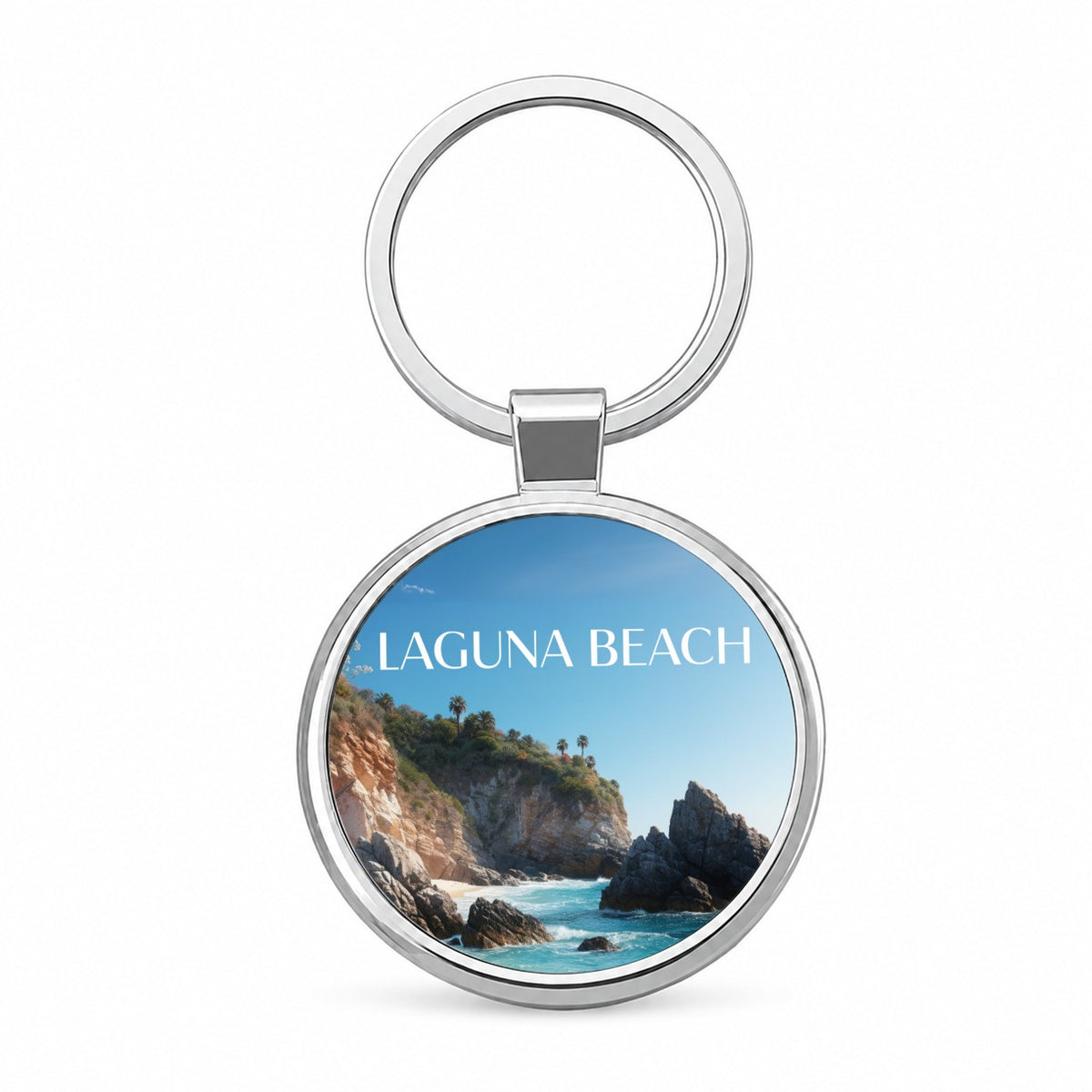 Laguna Beach California Travel Round Metal Keychain