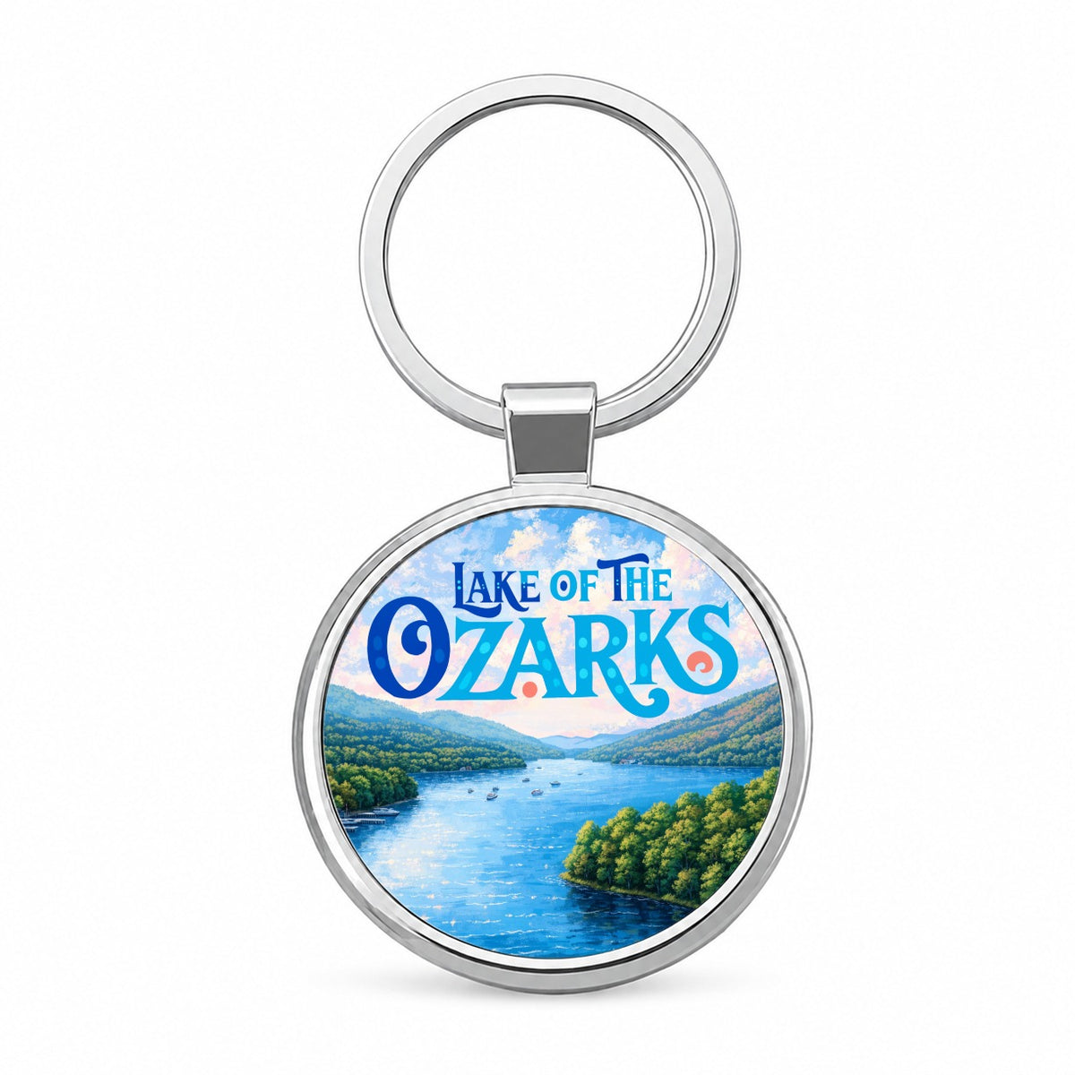 Lake of the Ozarks Missouri Travel Round Metal Keychain