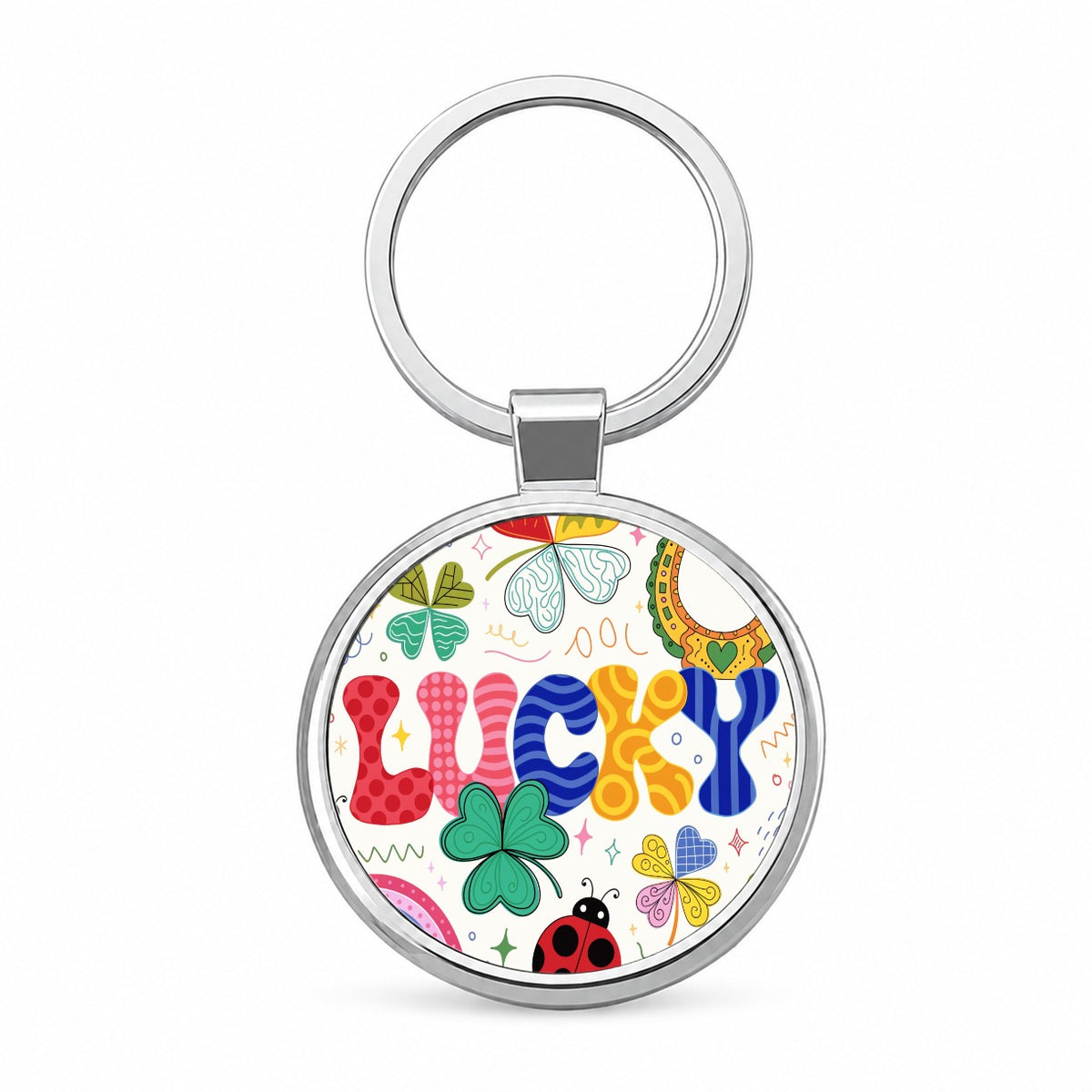 Lucky Cute Colorful Round Metal Keychain