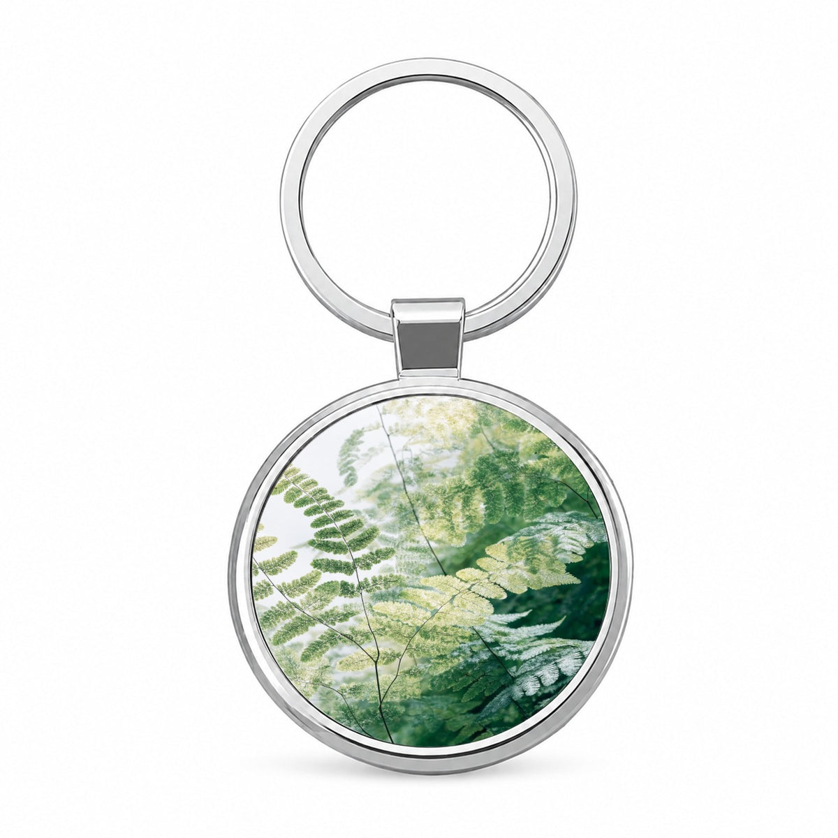 Maidenhair Fern Garden Round Metal Keychain