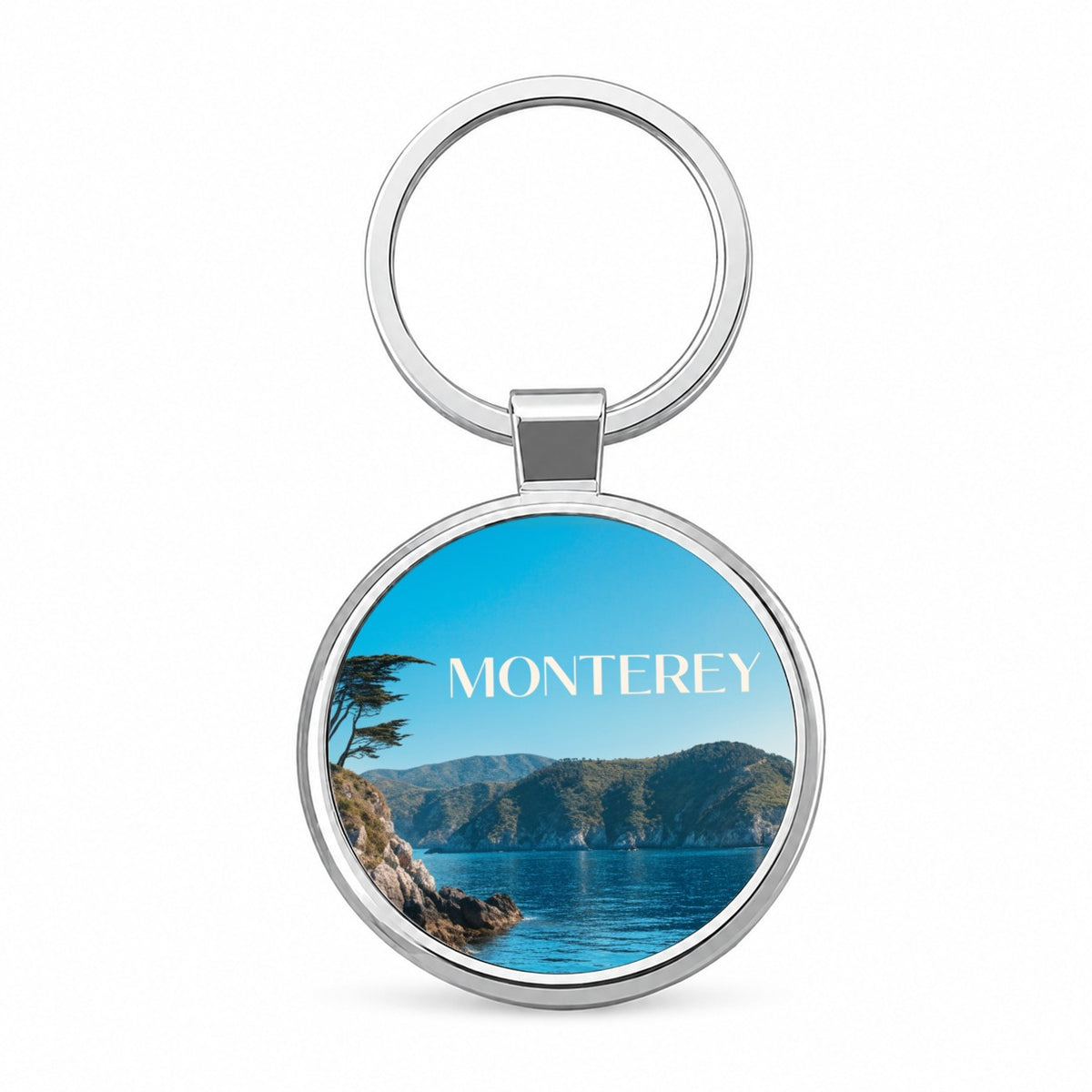 Monterey California Travel Round Metal Keychain