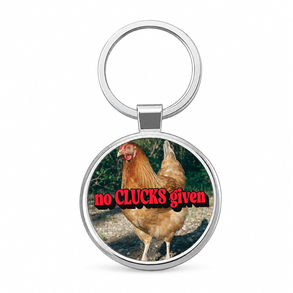 No Clucks Given Chicken Funny Round Metal Keychain